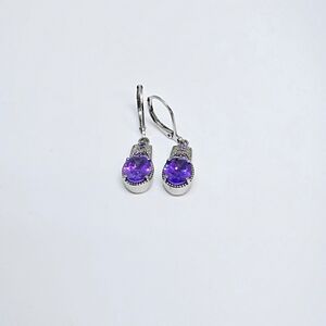 Elegant Simulated Blue Diamond Lever Back Earrings in Stainless Steel 6.90 ctw